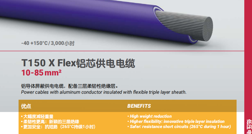 T150 X Flex鋁芯供電電纜